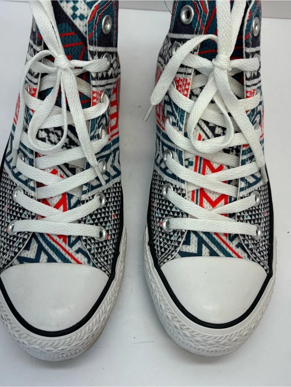 Converse Shoes M 6/W 8 Tribal Chevron Leather Chuck High Top Festival Geometric